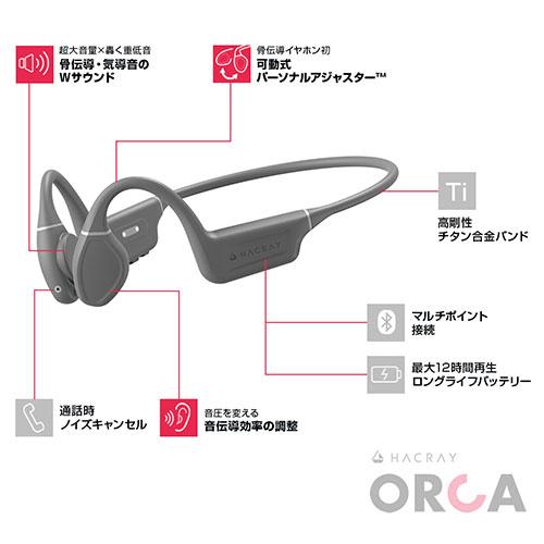 Hacray 骨伝導イヤホン Orca グレー HR25140GR_1