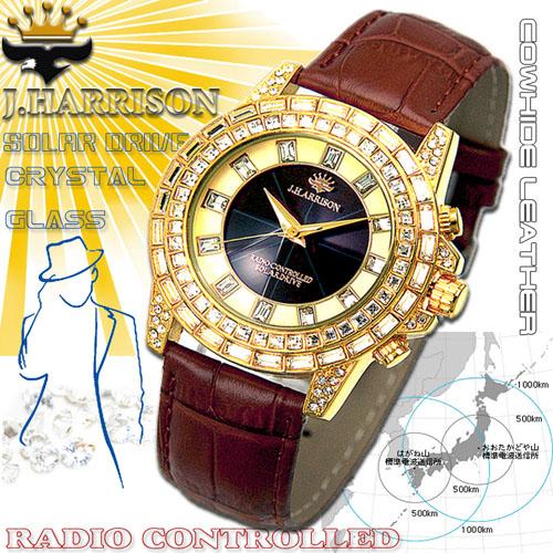 J.HARRISON シャイニングソーラー電波時計革ベルト JH-097GB : B J.HARRISON シャイニングソーラー電波時計革ベルト JH-097GB : B