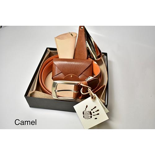 長沢ベルト工業 イタリアンオイルレザーギフト向け3点セット CAMEL SS001-CM 雑貨(代引不可)【送料無料】 長沢ベルト工業 イタリアンオイルレザーギフト向け3点セット CAMEL