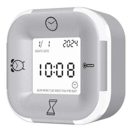 回転式デジタル置き時計 ［デジタル］ グレー 保土ヶ谷電子販売 AC-KTK