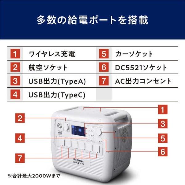 ポータブル電源 アイリスオーヤマ PS2000AA-W｜beisiadenki｜10