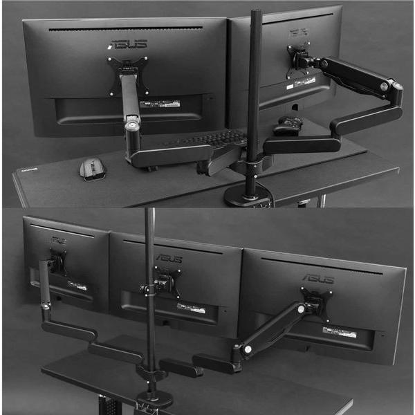 モニターアーム デュアル 2画面 ガス圧式 ブラック Bauhutte BMA-2GS
