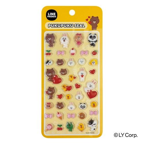 LINE FRIENDS ラインフレンズ ぷくぷくシール 4種4枚セット 重複なし
