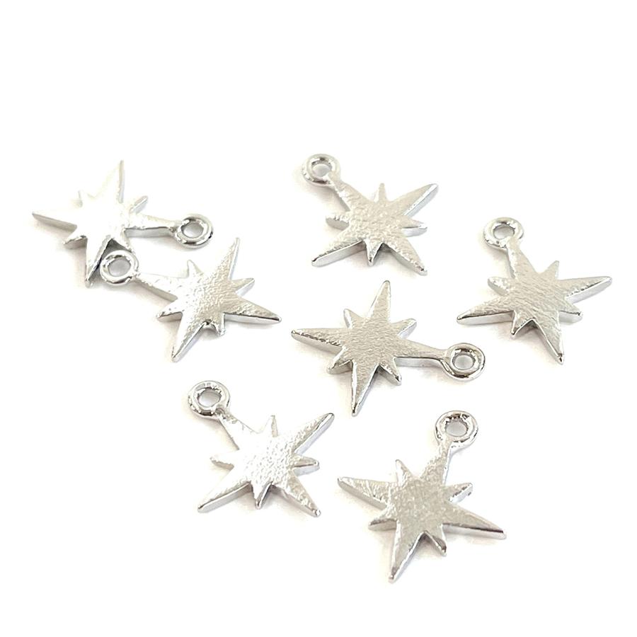 cp13071【2個入り】質感あるSparkle Star星モチーフ光沢シルバー