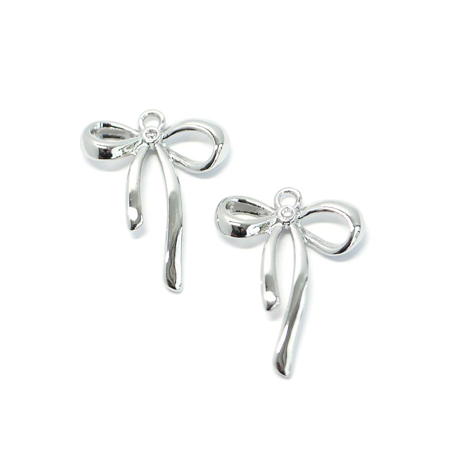 ejp565【2個入り】キラッと！一粒 しなやかな曲線リボンモチーフ