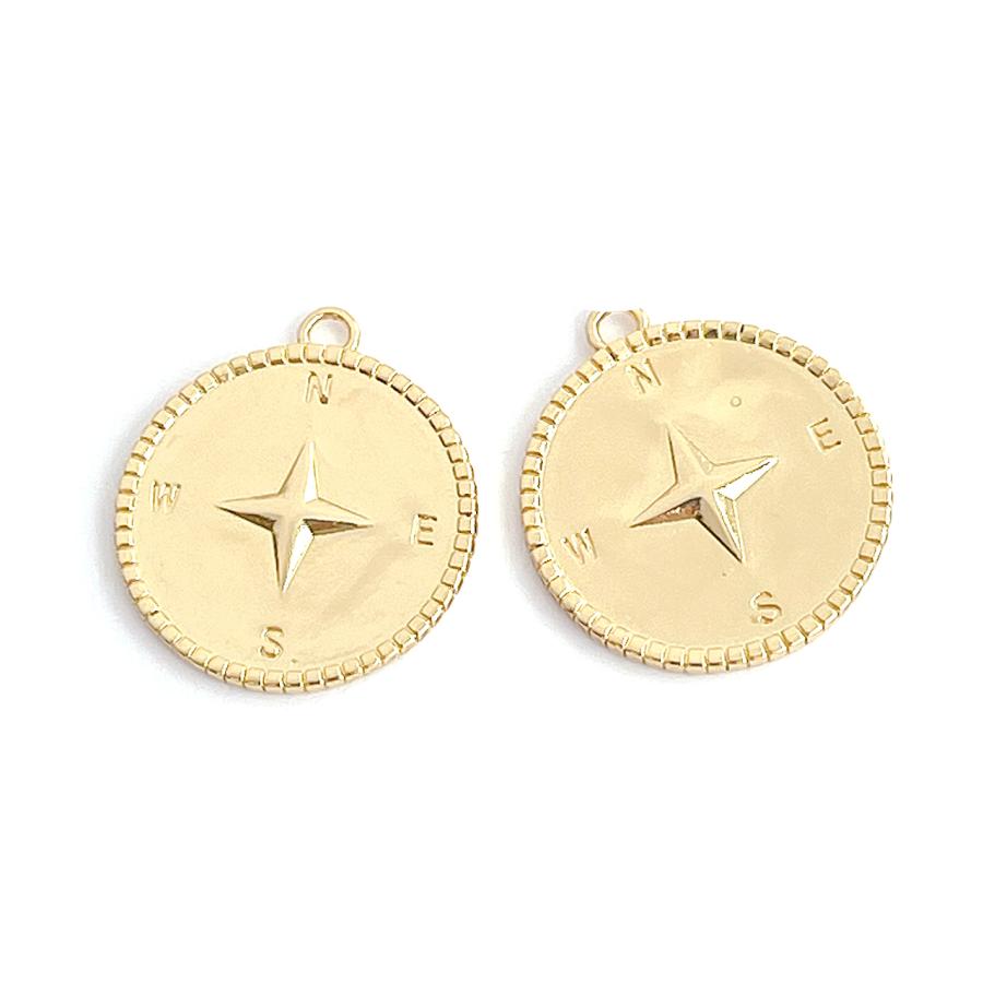 ejp571【2個入り】コンパス コイン 16KGP ゴールド チャーム、ペンダント : DIY-BEJEWEL - 通販 - Yahoo!ショッピング