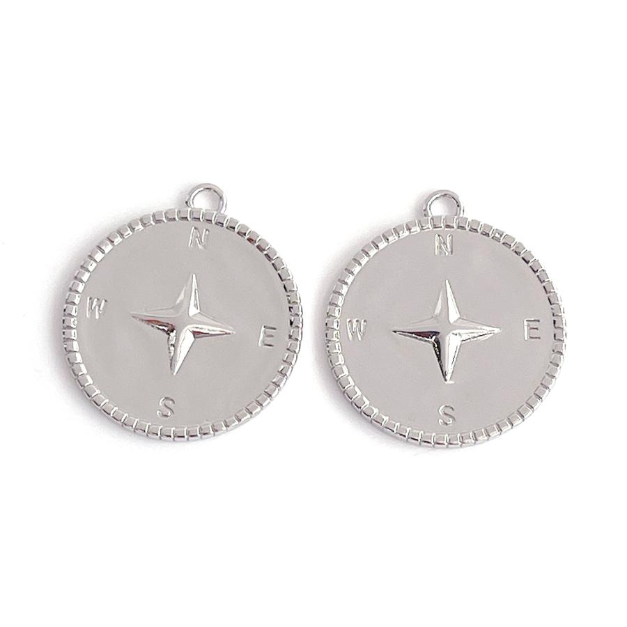 ejp571【2個入り】コンパス コイン シルバー チャーム、ペンダント : DIY-BEJEWEL - 通販 - Yahoo!ショッピング