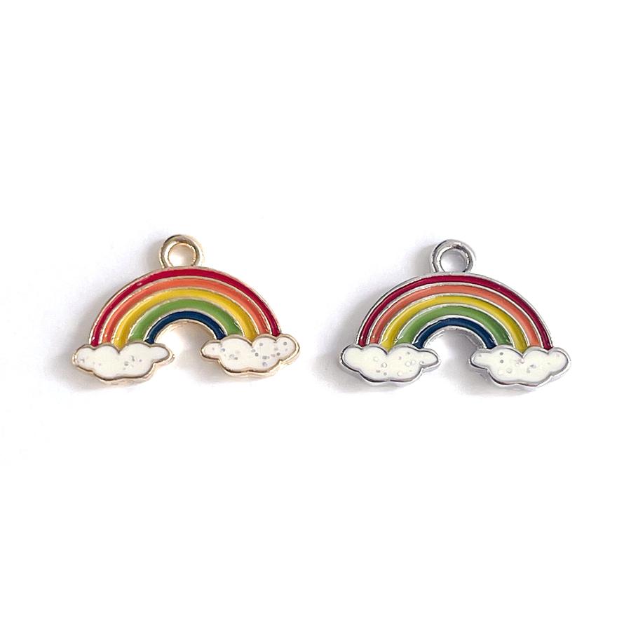 ejp67【2個入り】キュート！ラッキーな気分のレインボー 虹 シルバー