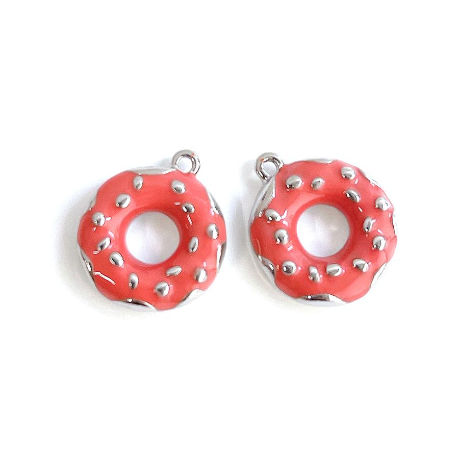 ejp809_1【2個入り】 ポップ ドーナッツ 大人可愛い ピンク×シルバー  