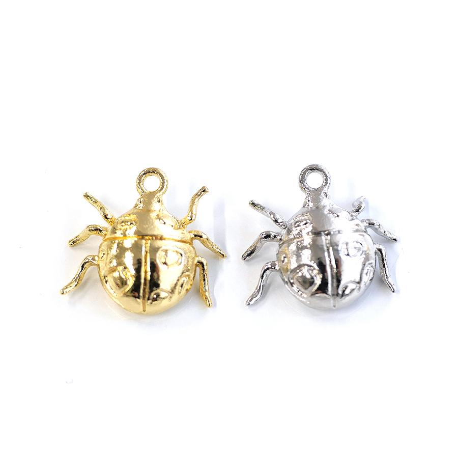 ejp948【2個入り】カン付 繊細で可愛い てんとう虫モチーフ チャーム