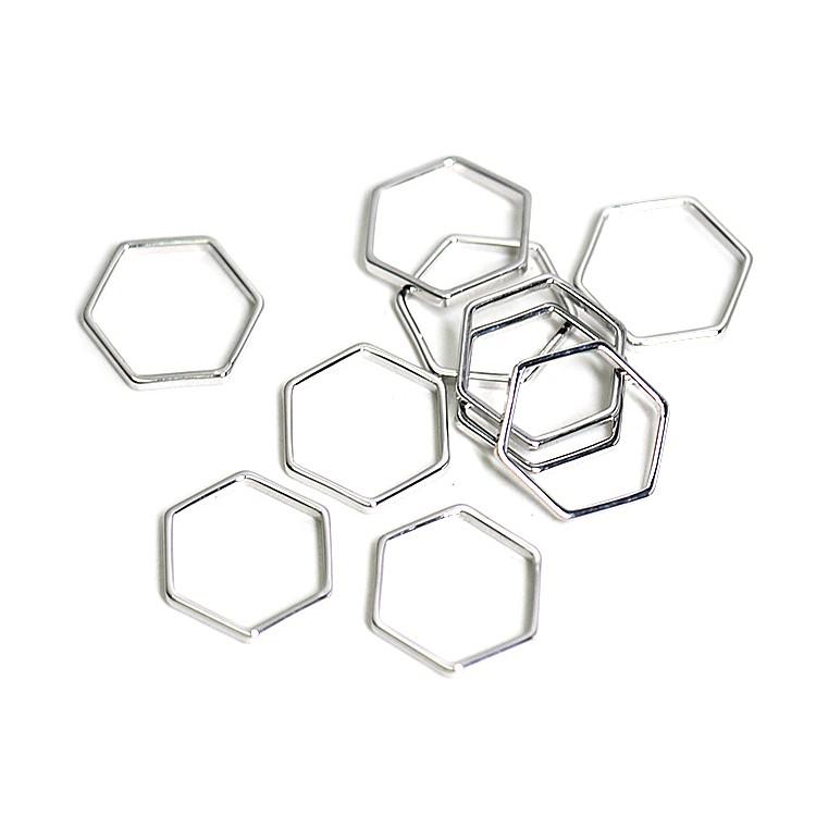 10個入り】約10mm / 約1mm ヘキサゴン形シルバーフレーム、チャーム