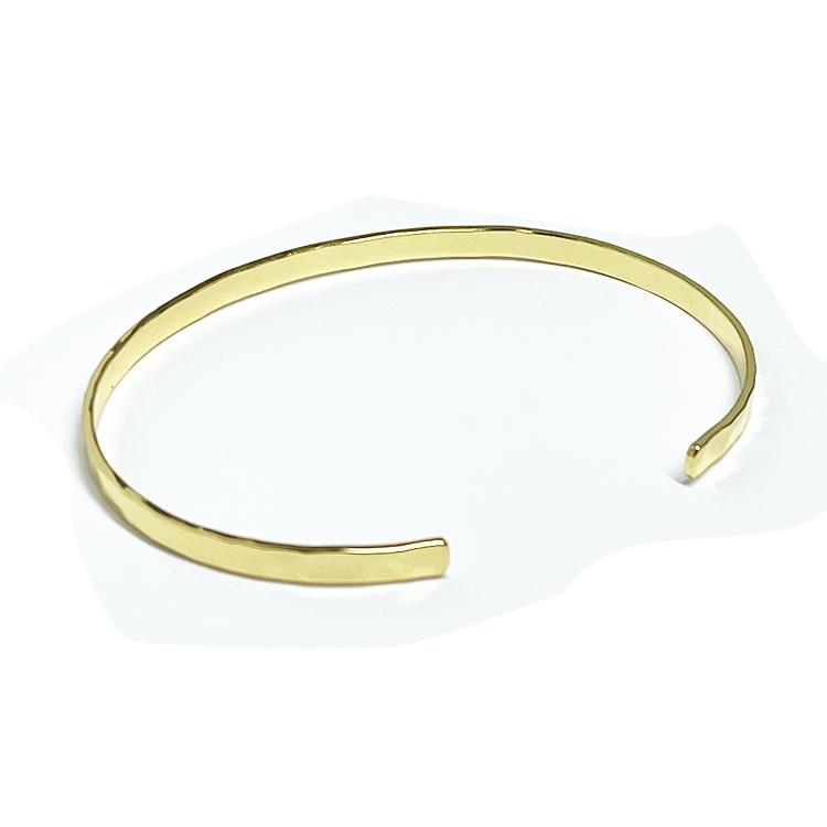 1個】約3mm凹凸ある槌目、平ゴールドバングル、ブレスレット NF : DIY