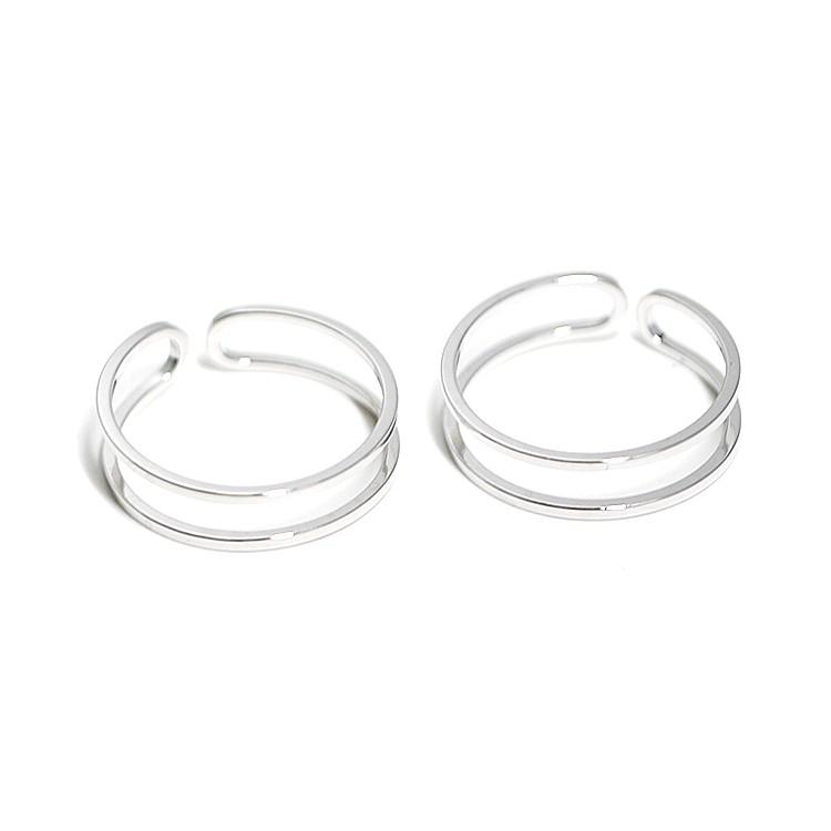 【1個】Medium 華奢なダブルライン光沢シルバーフリーサイズリング、パーツ : kr001-duoline-ring-medium-or ...