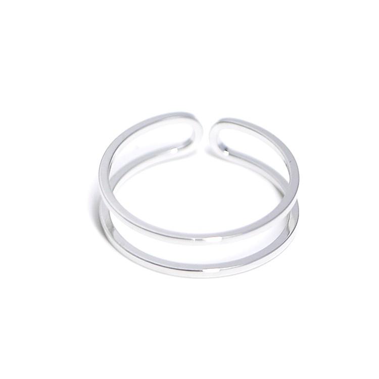 【1個】Medium 華奢なダブルライン光沢シルバーフリーサイズリング、パーツ : kr001-duoline-ring-medium-or ...