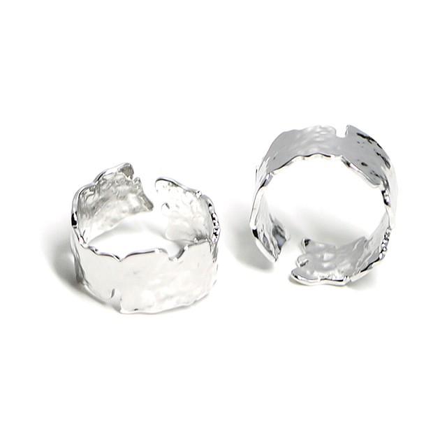 1個 手作り感あるデザイン 光沢シルバーフリーサイズリング パーツ Kr008 Textured Ring Or Diy Bejewel 通販 Yahoo ショッピング