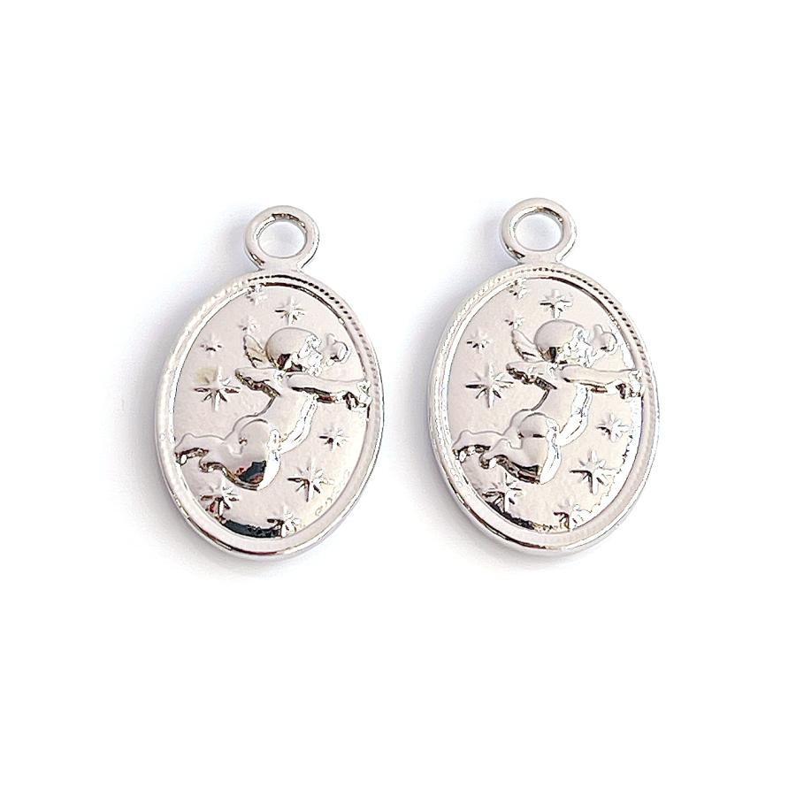 p12546【2個入り】Angel〜天使モチーフ 光沢シルバーチャーム