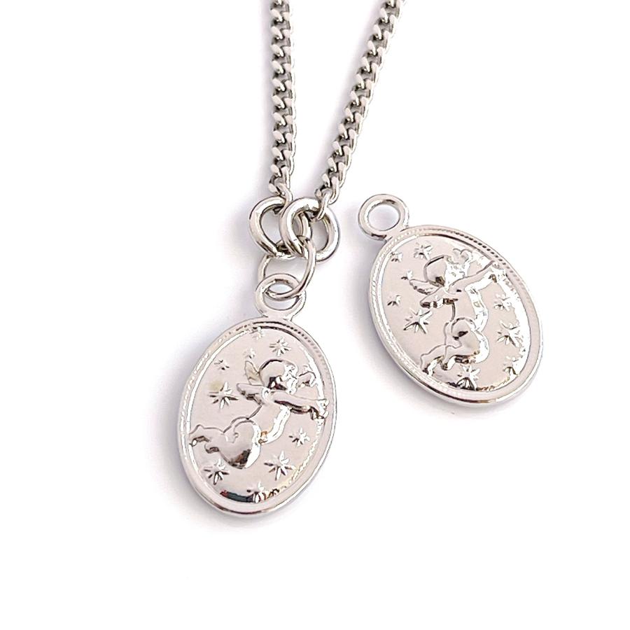 p12546【2個入り】Angel〜天使モチーフ 光沢シルバーチャーム