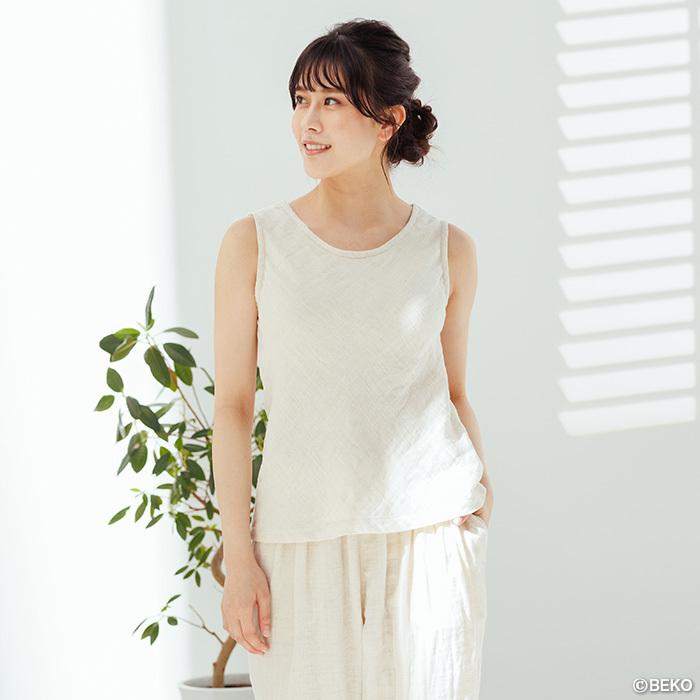 【ブラパッドポケット無しでリニューアル！】オーガニックコットン リネン タンクトップ  日本製 ATIRUNA（メール便使用で送料無料）AT210008 （返品不可） |  | 09