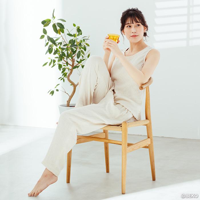 【ブラパッドポケット無しでリニューアル！】オーガニックコットン リネン タンクトップ  日本製 ATIRUNA（メール便使用で送料無料）AT210008 （返品不可） |  | 10