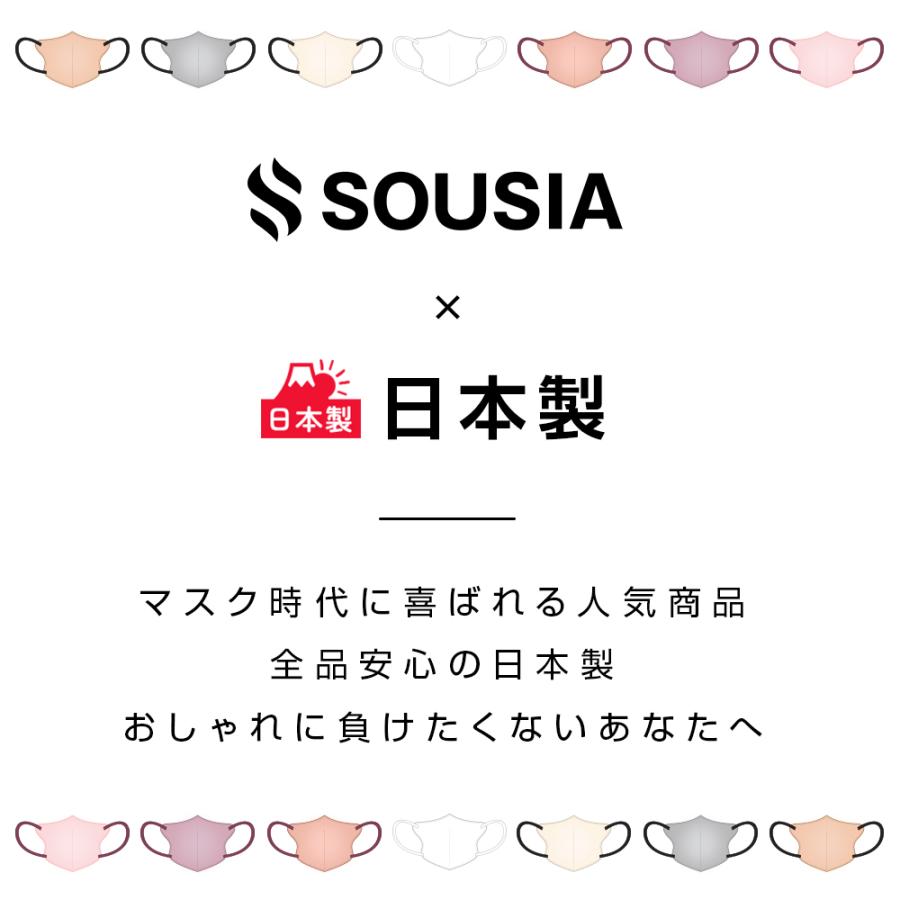 日本製 マスク 不織布 立体 10枚 3Dマスク 不織布 マスク 耳が痛くない 肌に優しい カケンテスト済み 99.9%遮断 男女兼用 花粉症対策 | SOUSIA | 14