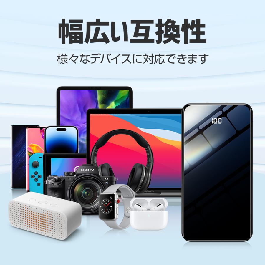 モバイルバッテリー 30000mAh 大容量 軽量 薄型 2台同時充電 スマホ充電器 急速充電 PD対応 残量表示 携帯充電器 PSE認証 iPhone android 各種対応 アウトドア｜belando｜13