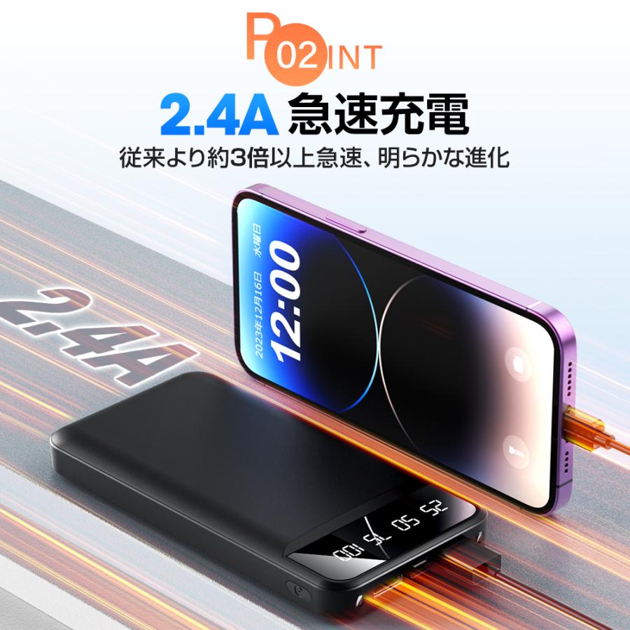 モバイルバッテリー 40000mAh 大容量 軽量 4本ケーブル内蔵 モバイルバッテリー 40000mAh 大容量 軽量 4本ケーブル内蔵