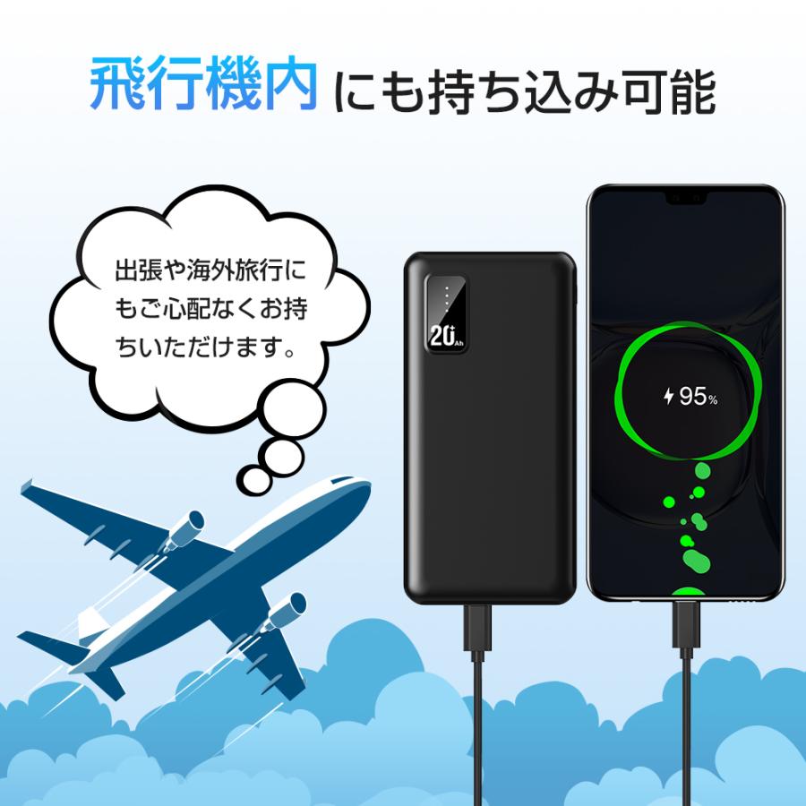 モバイルバッテリー 大容量 軽量 薄型 20000mAh 電熱ベスト用 3台同時