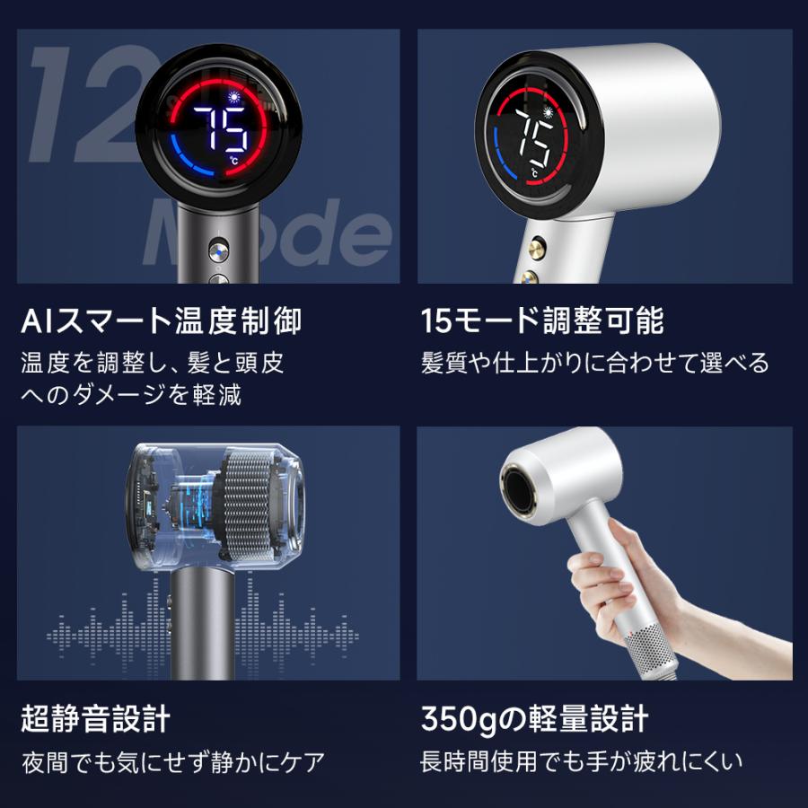 高速ドライヤー 速乾  ドライヤー大風量 高速 ヘアドライヤー サロン級 ヘアードライヤー 冷熱風切替 マイナスイオン 恒温ケア 風量調節 過熱防止 家庭用 爆買 | Bestore | 06