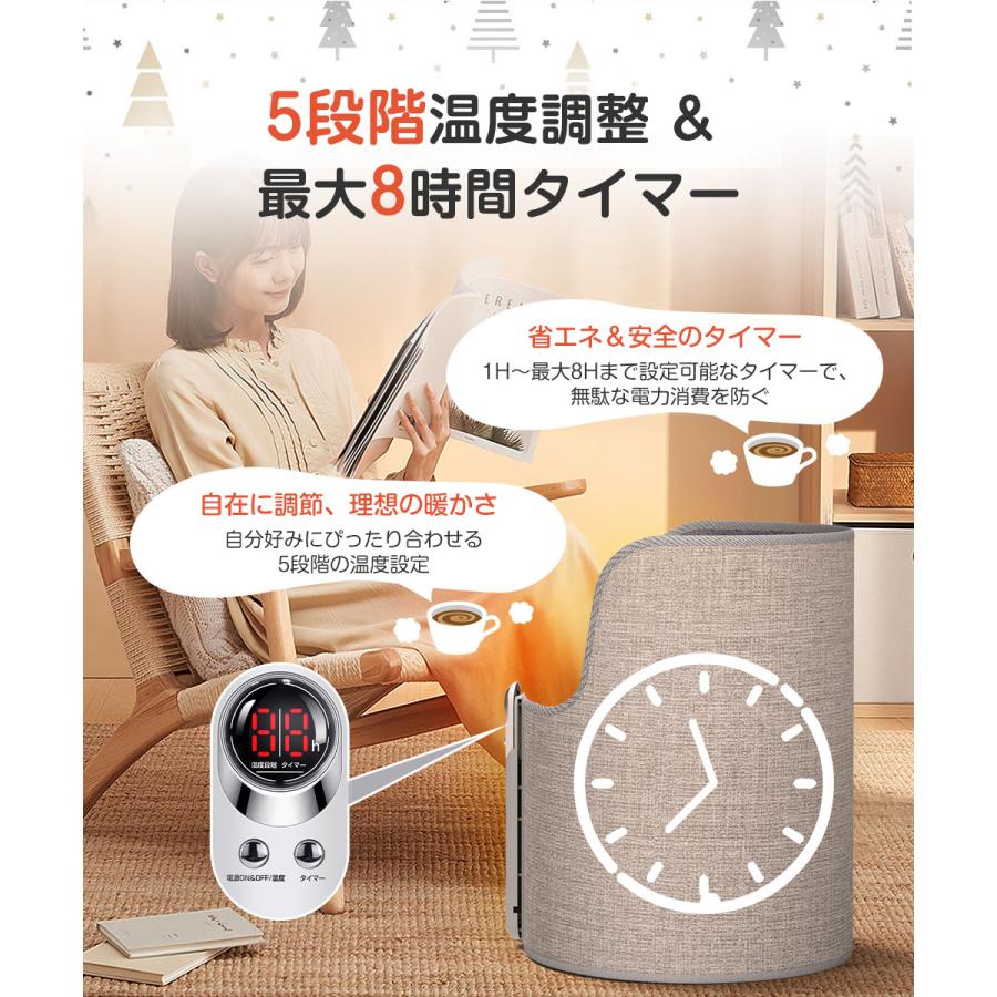 パネルヒーター 足元 折りたたみ 5段階温度調整 5面 遠赤外線 足元