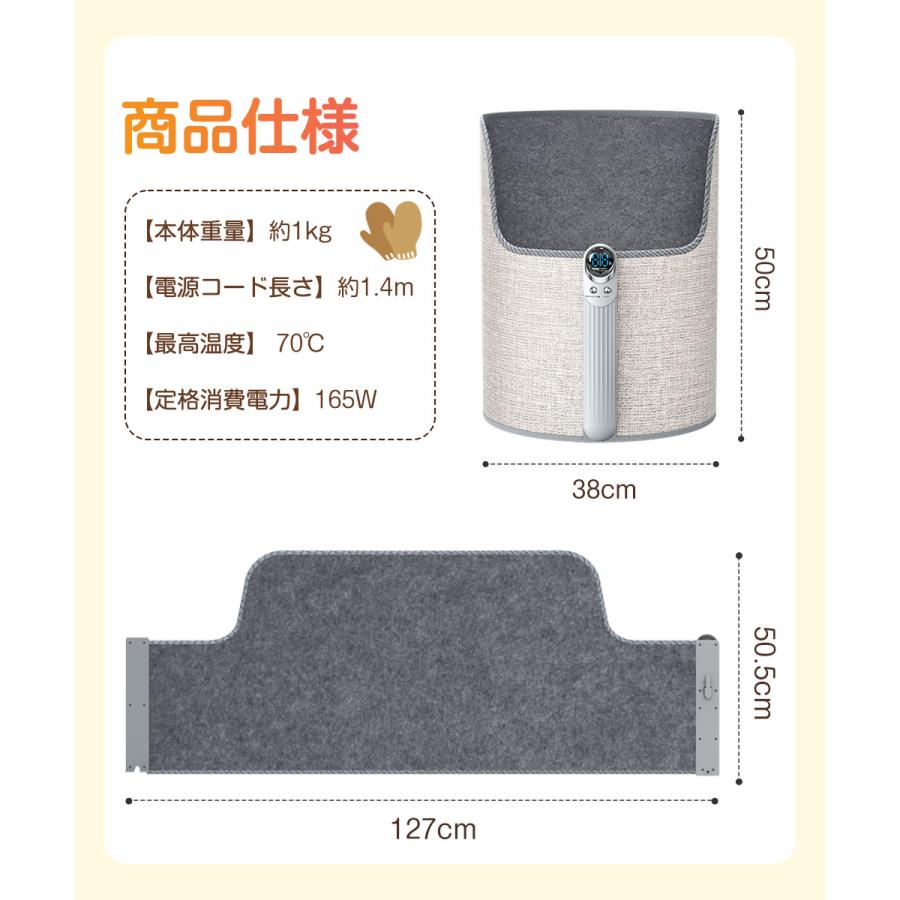 パネルヒーター 足元 折りたたみ 5段階温度調整 5面 遠赤外線 足元