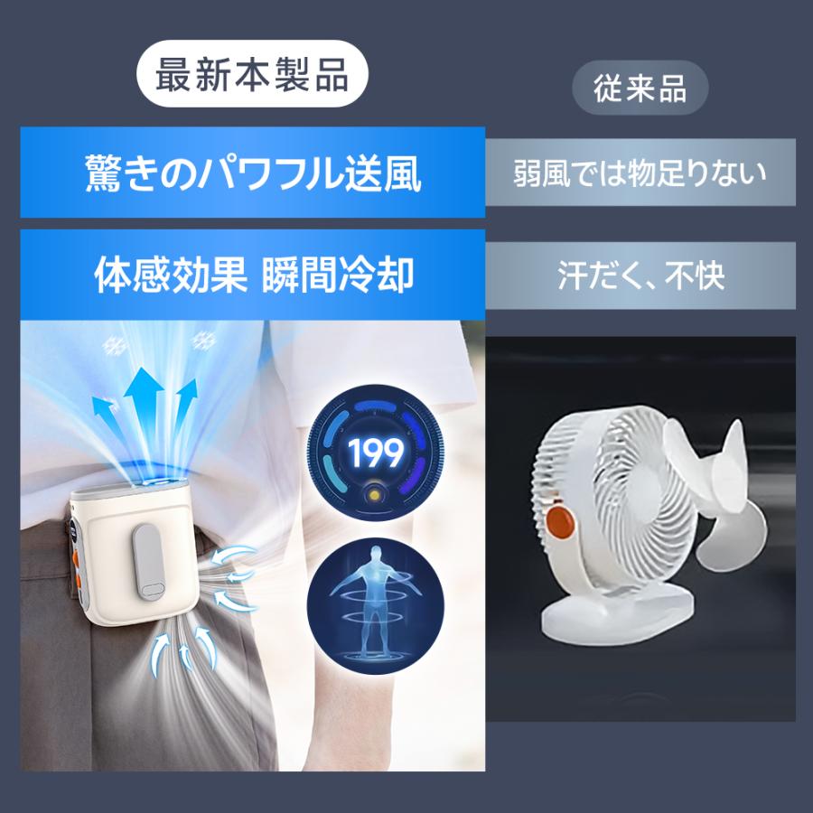 「1台7役」 ハンディファン クリップファン クリップ扇風機 腰掛け扇風機 小型扇風機 首掛け 日傘 卓上 携帯 扇風機 199段階調整 ストラップ付 熱中症対策 爆買 | ブランド登録なし | 08
