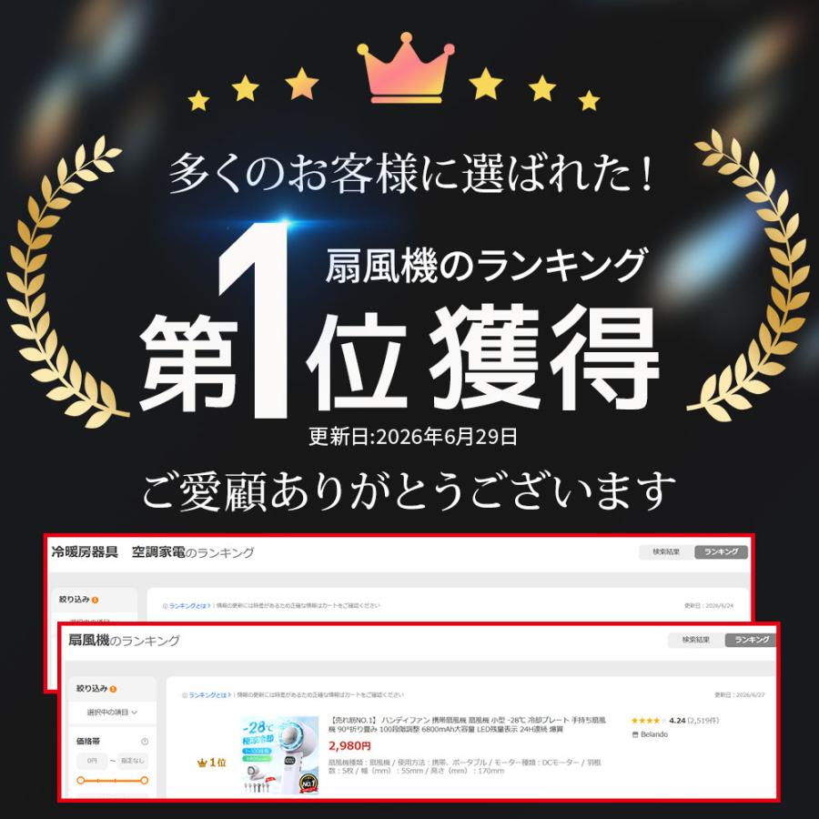 【売れ筋NO.1】 ハンディファン 携帯扇風機 扇風機 小型 -28℃ 冷却プレート 手持ち扇風機 90°折り畳み 100段階調整 6800mAh大容量 LED残量表示 24H連続 爆買 | ブランド登録なし | 08