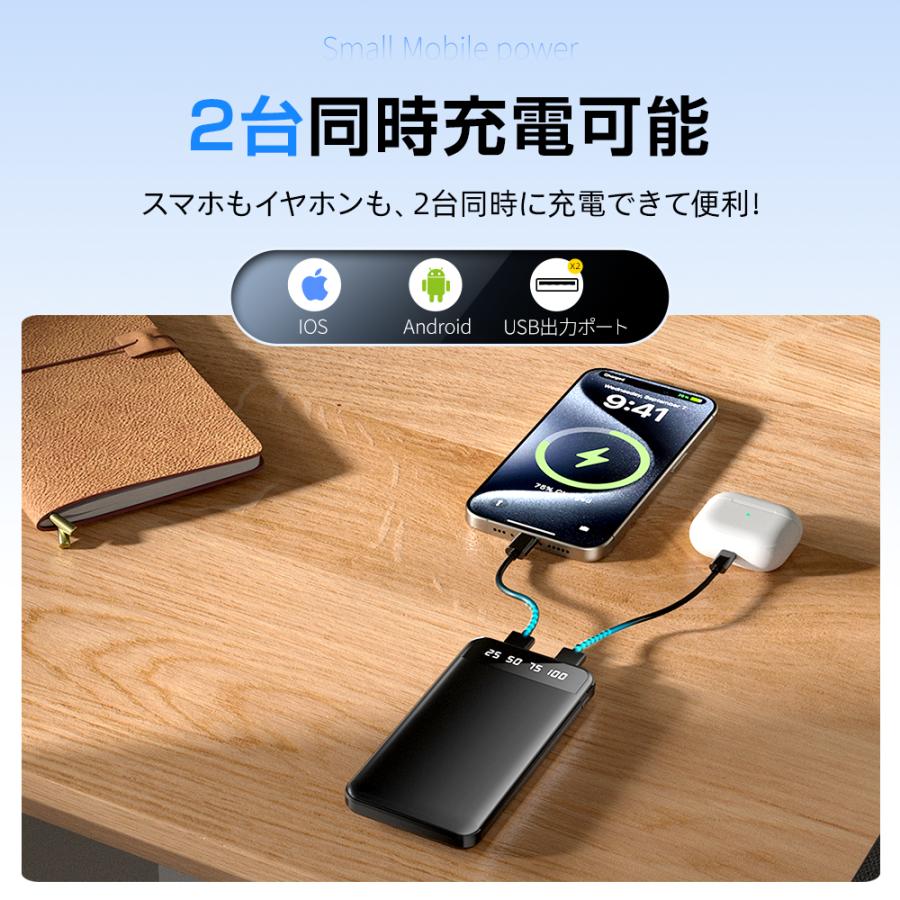 2個セット】 モバイルバッテリー 15000mAh 小型 大容量 軽量 薄型 2台 