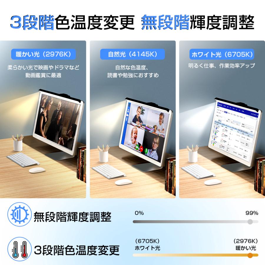 多機能 デスクライト モニターライト スクリーンバー クリップ式 LED 無段階調光 3段階調色 ゲーミング led クランプ クリップライト PCライト パソコン ライト｜belando｜05