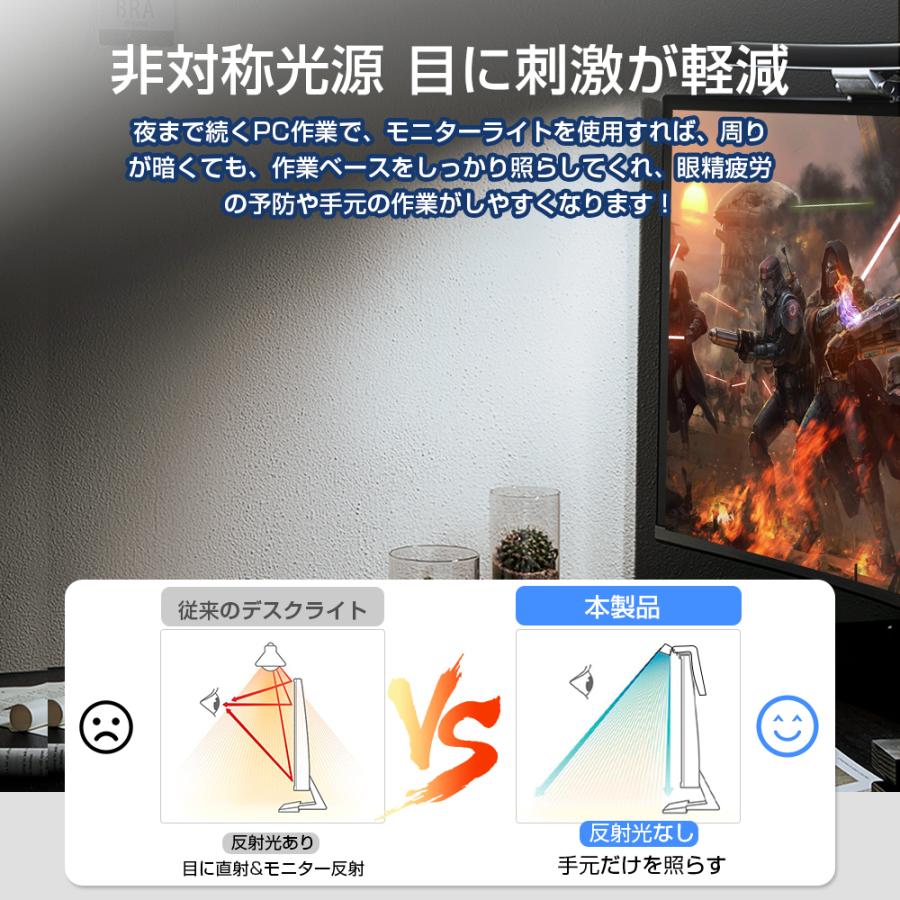 モニターライト スクリーンバー クリップ式 LED 無段階調光 3段階調色 ゲーミング デスクライト led クランプ クリップライト PCライト パソコン ライト | ブランド登録なし | 03