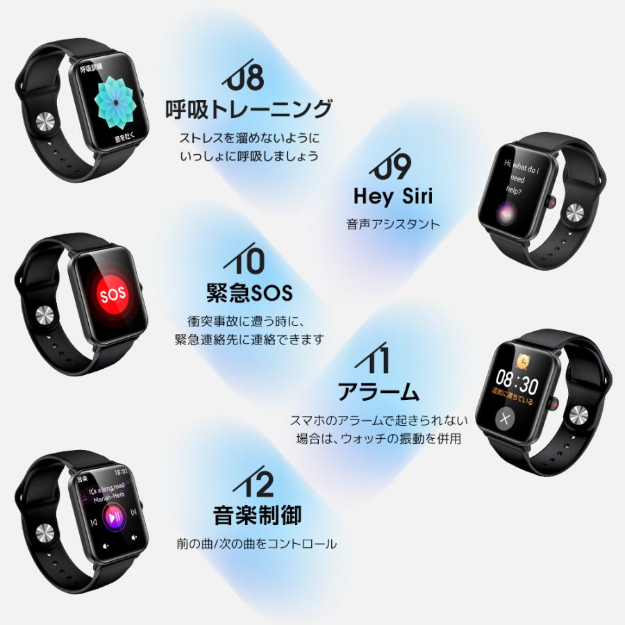 スマートウォッチ スマートウォッチ レディース 防水 女性 フルタッチスクリーン 心拍数