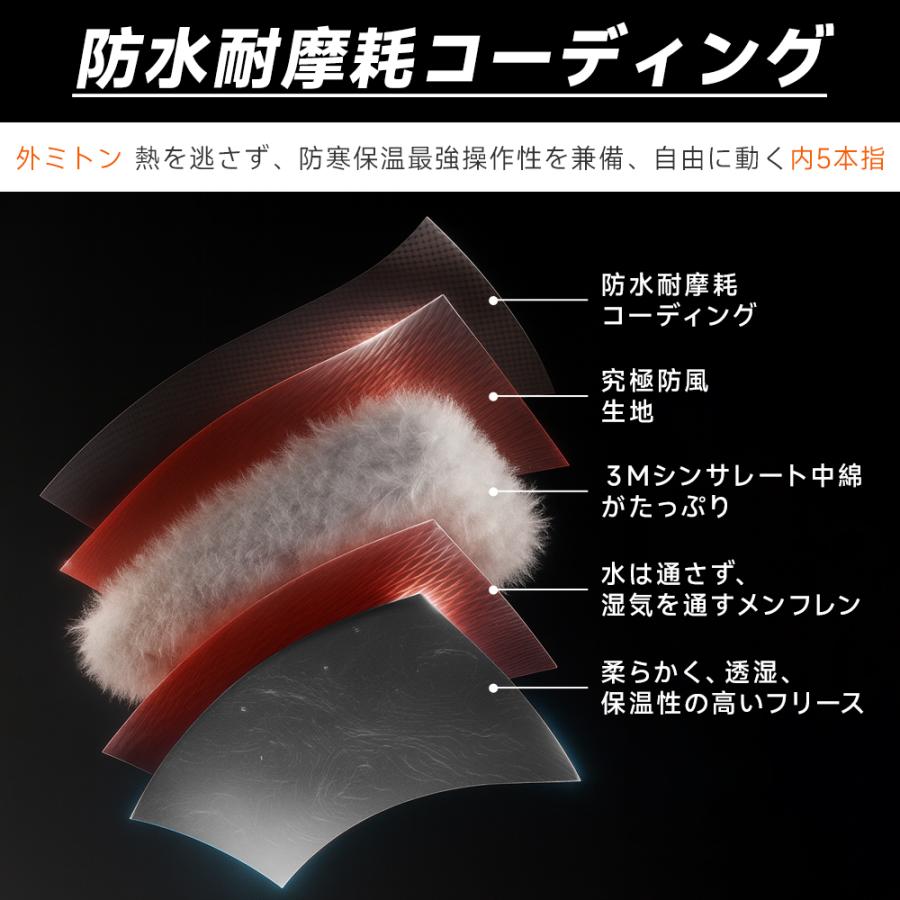 スキーグローブ スノー グローブ ミトン 手袋 5本指インナー 手袋 防水 防寒 スマホ対応 スマホ操作可能 裏起毛 冬最適 男女兼用 レディース メンズ アウトドア | ブランド登録なし | 12