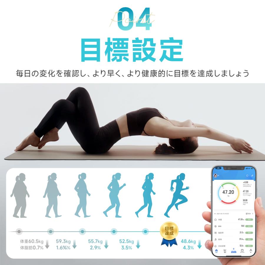 体重計 スマホ連動 体組成計 体脂肪計 デジタル 高精度 体脂肪率 ヘルスメーター 電源自動ON/OFF 強化ガラス採用 Bluetooth アプリ iOS Android 爆買 2025 | ブランド登録なし | 07