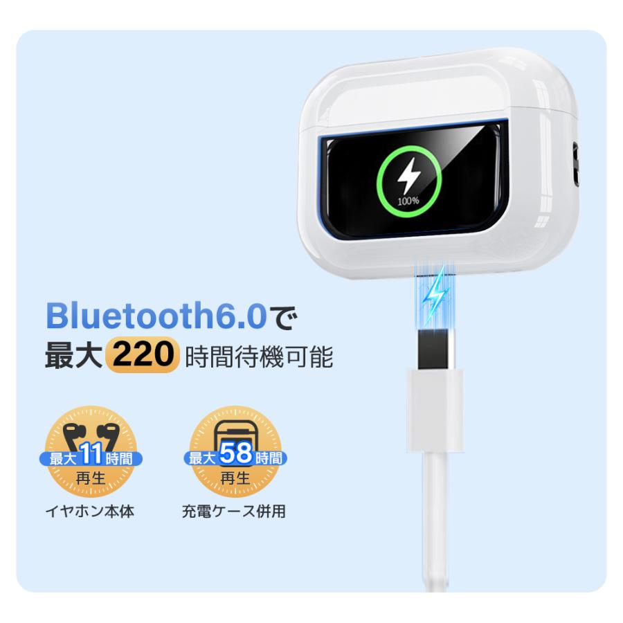 ワイヤレスイヤホン Bluetooth6.0 高音質 イヤホン カナル型 ANC搭載 ノイズキャンセリング コンパクト 防水 スポーツ iPhone Android ブルートゥース 最新型 |  | 15