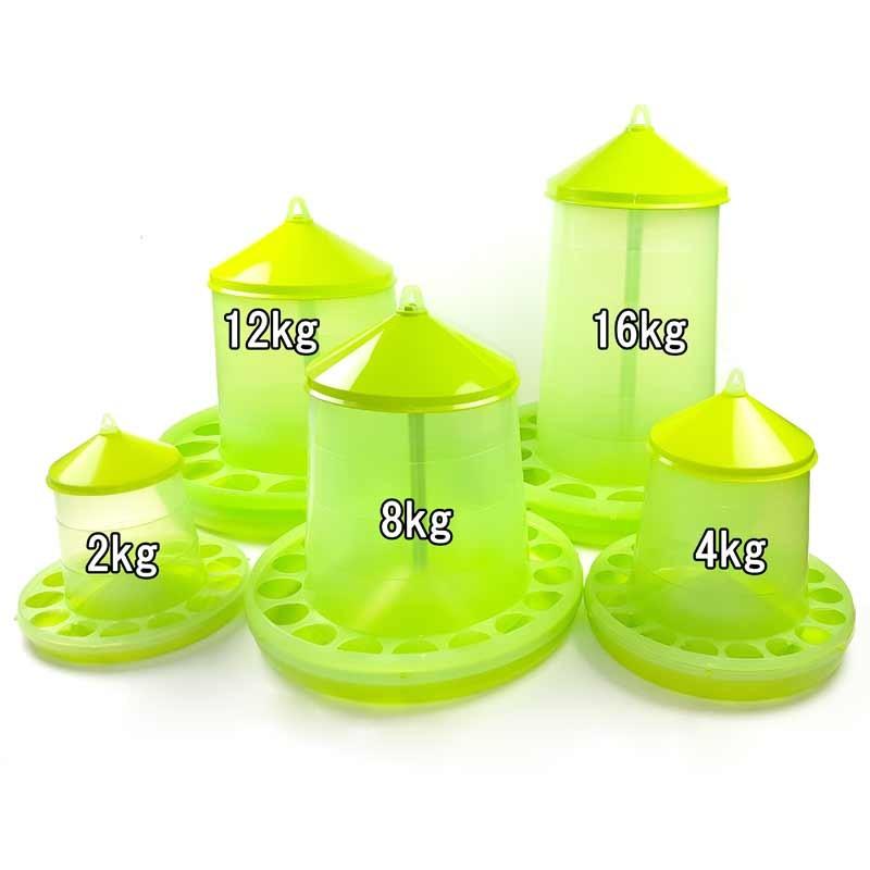 自動給餌器、循環給水器 餌入れ) 自動給餌器(スケルトン緑) 容量12Kg (にわとり・ちゃぼ