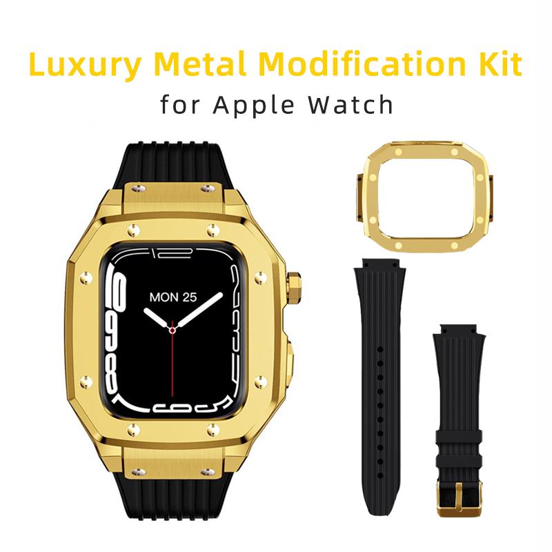 Apple Watch DW5600 シリーズ 高級シリコンバンドストラップ+メタルケース セット 44mm 45mm Yellow｜believe555｜03