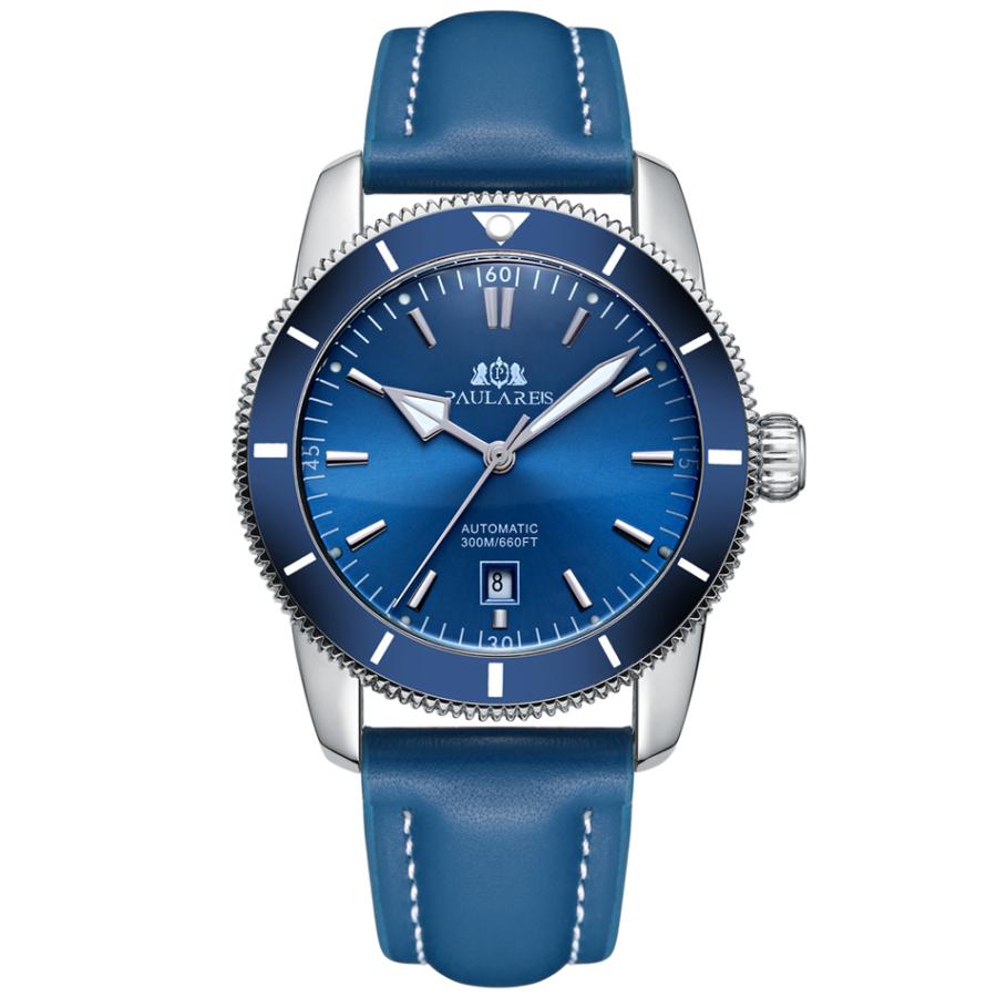 腕時計 Breitling ブライトリング ホワイトステンレス 自動巻き ROLEXオマージュ Blue Leather｜believe555｜03
