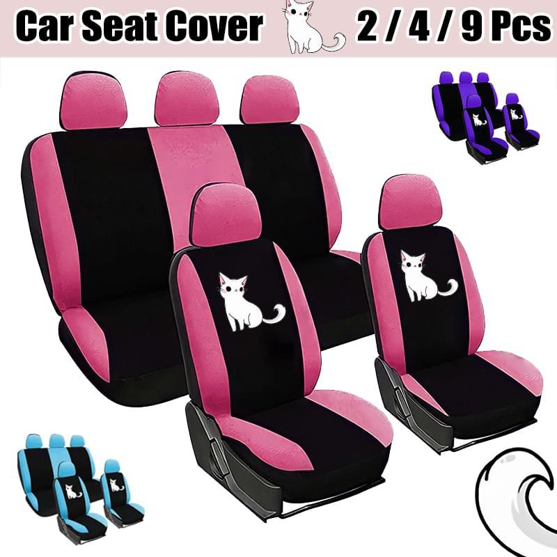 日本において販売 シートカバー 車内装飾 キャット 猫 ワンポイント ユニバーサルシート カーアクセサリー カー フルセット 5 full seats pink