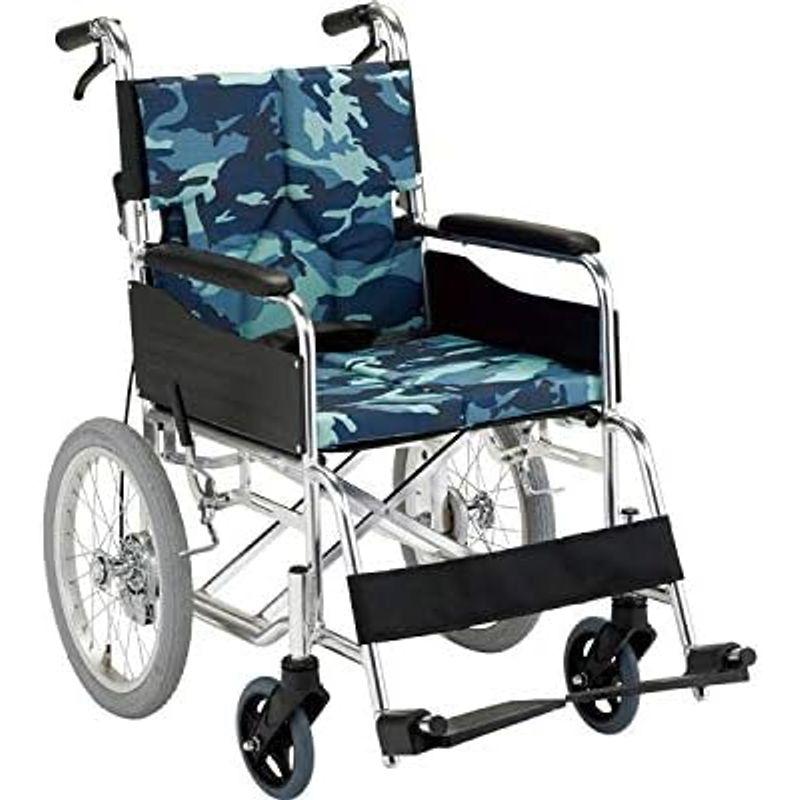 マキテック 車椅子 スタンダードモジュール 介助式 ブルー迷彩 介護