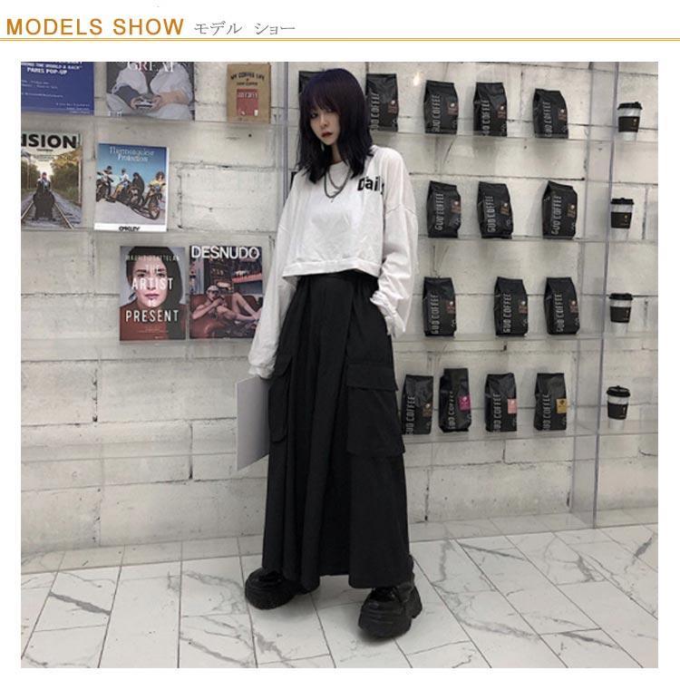 変形ワイドパンツ　フリーサイズ　サルエルパンツ　レイヤード　フレアスカート