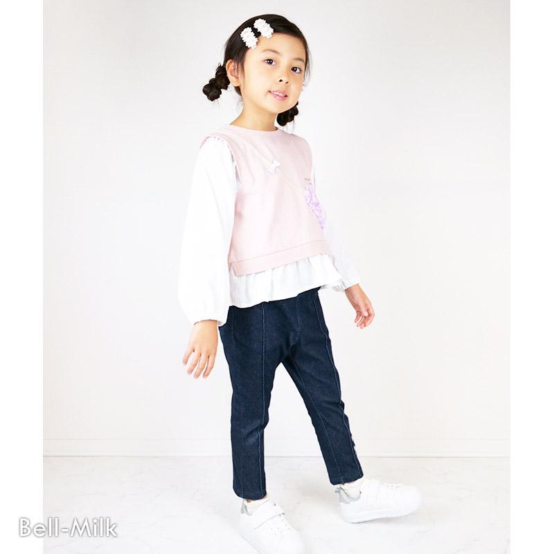 SKAPE 重ね着 ポシェット ロンT チュニックT レイヤード風 ハート お花 長袖 Tシャツ 子供服 ベビー キッズ 女の子 80-130cm エスケープ 春夏物 ★メール便OK｜bell-milk｜05