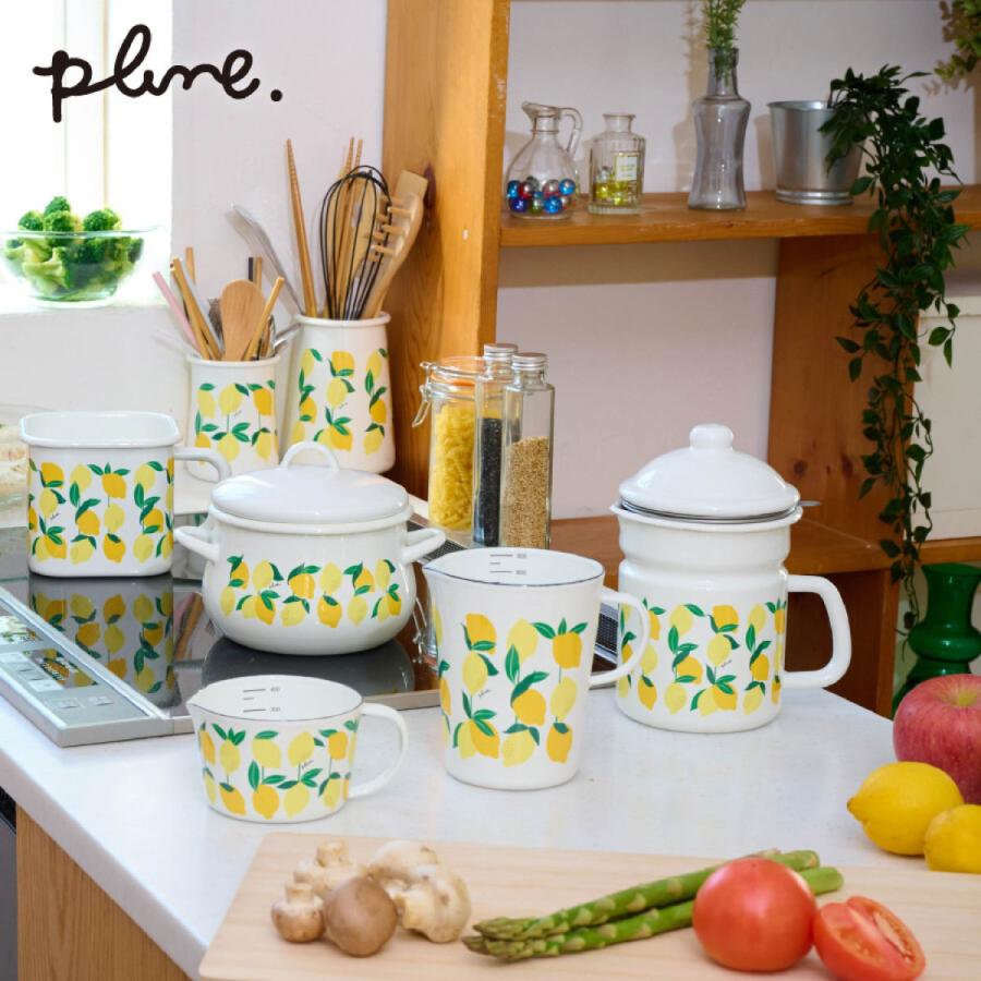 Plune.（プルーン） ホーロー メジャーカップ 計量カップ 猫 犬 レモン