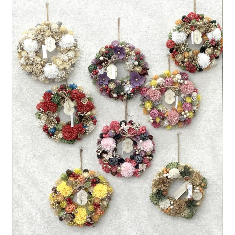 ジャパネスクリース フラワーリース お正月飾り 迎春 和風 天然素材