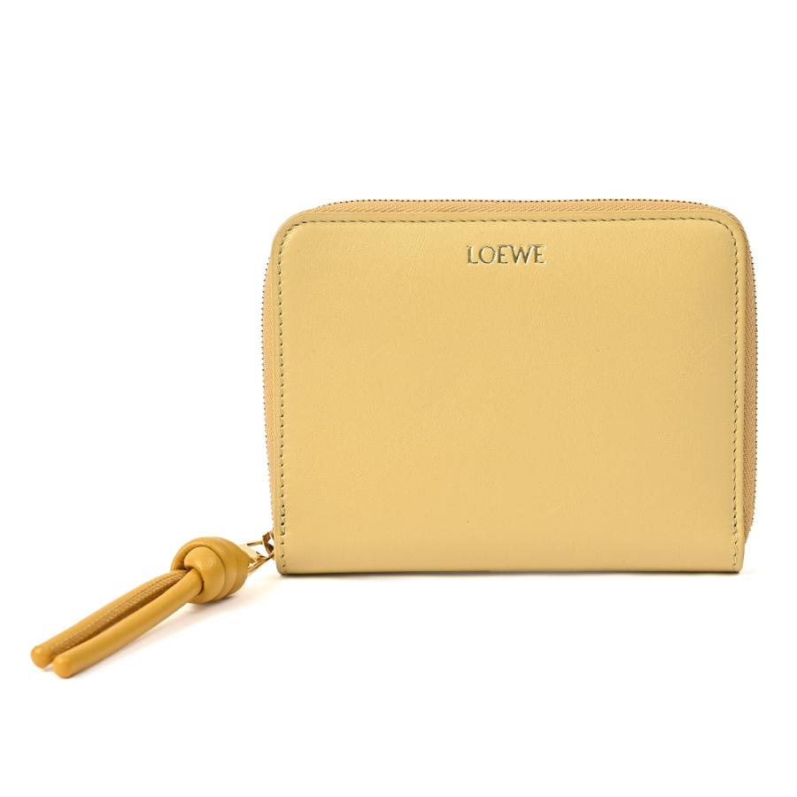 ロエベ レディース 財布 loewe ノット コンパクト ジップアラウンドウォレット darkbutter/sunflowerの画像