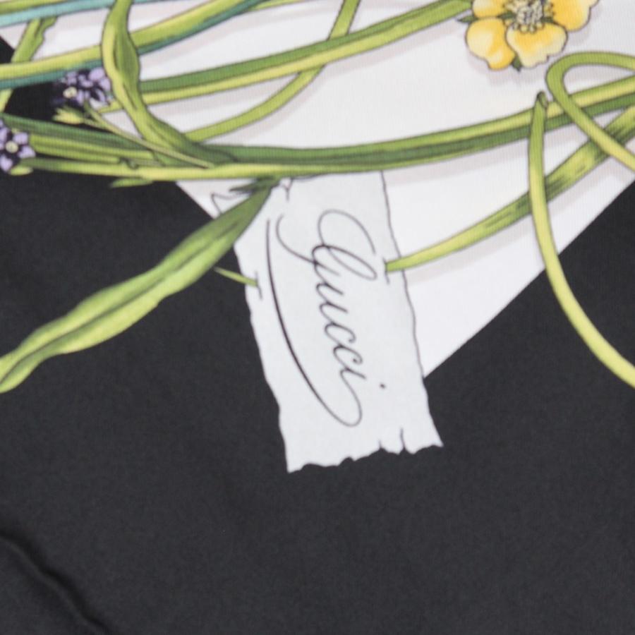 GUCCI グッチ レディース フラワーシルク スカーフ白地に縁取り GUCCI グッチ レディース フラワーシルク スカーフ白地に縁取り